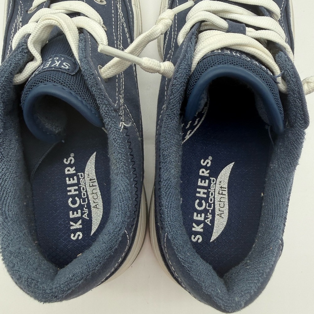 Skechers Women’s Navy and White Canvas Lace-Up Sneakers - Picture 5 of 7